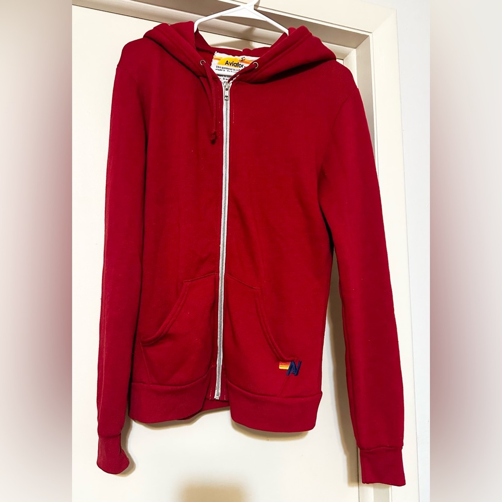 Aviator Nation Red Zip Up Hoodie